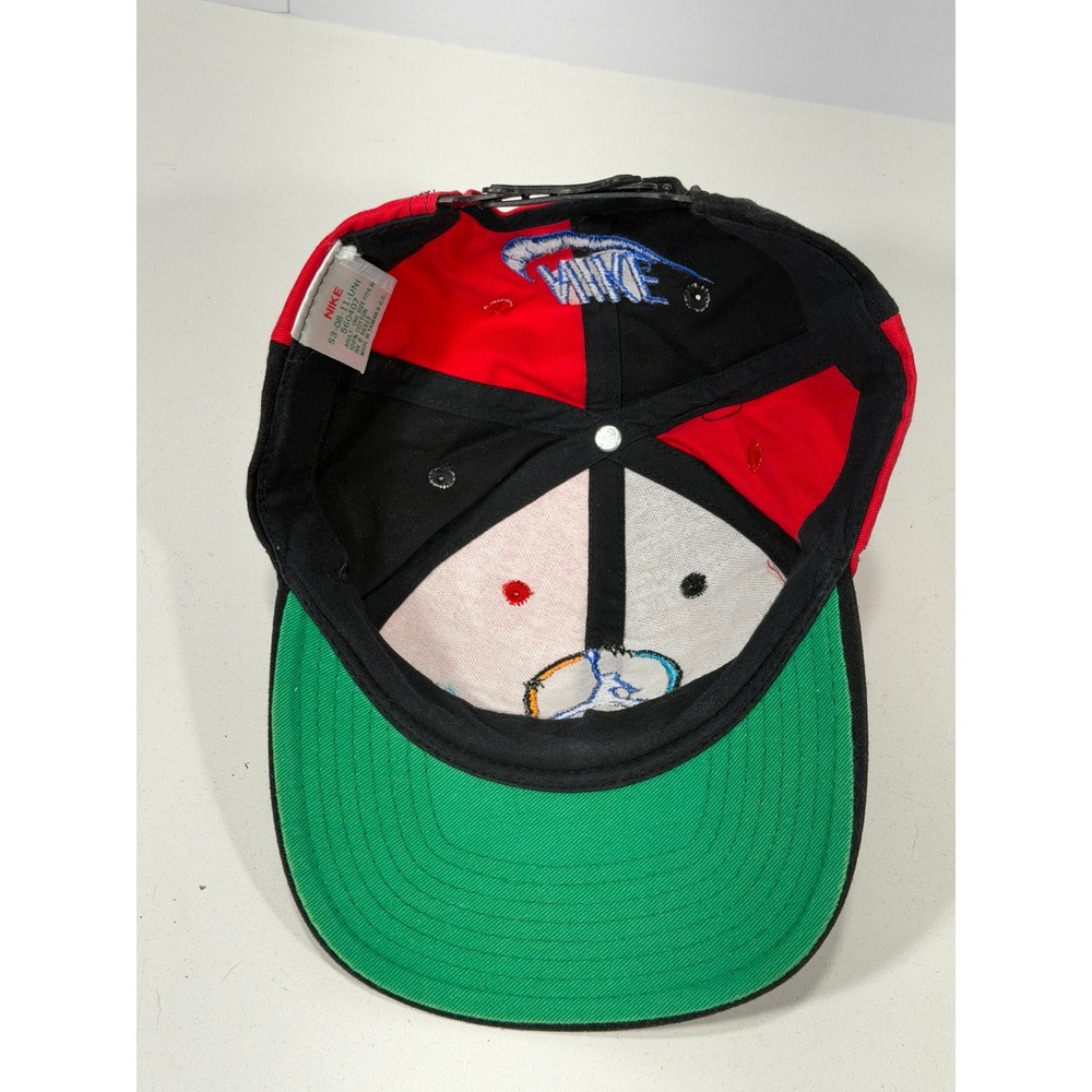Vintage Nike Air Jordan Snapback Hat Red Black Split Jumpman 90s Cap S3-08-11 - Picture 7 of 8